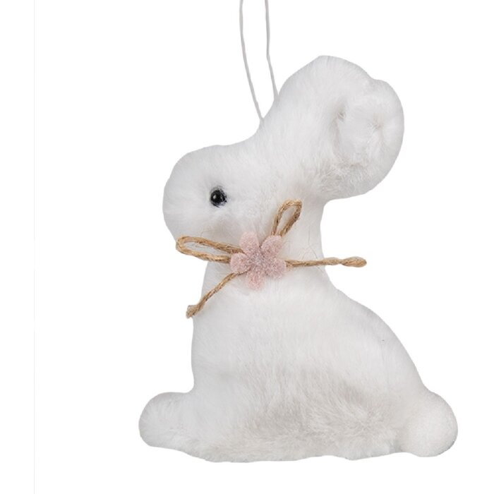 Clayre & Eef Pendentif Bijoux Lapin blanc 7x3x10 cm