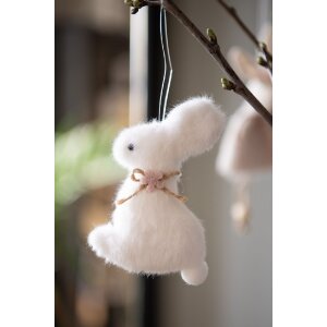 Clayre & Eef Pendentif Bijoux Lapin blanc 7x3x10 cm