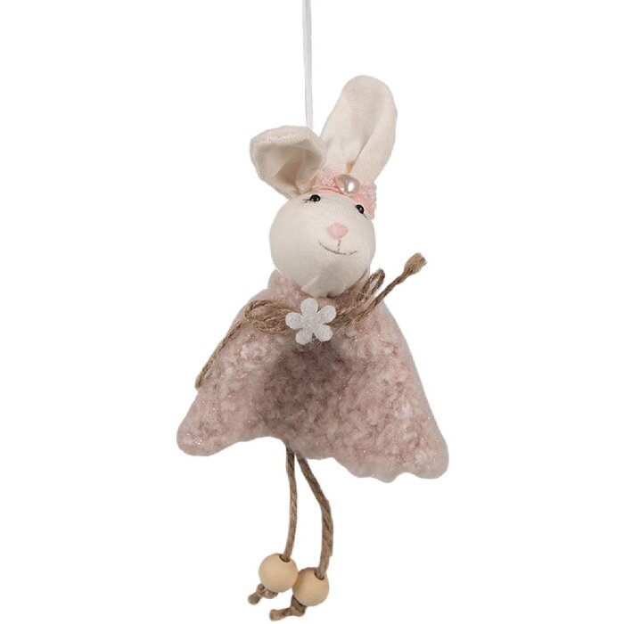 Clayre & Eef 65352 Pendentif décoratif Lapin 8x3x16 cm rose