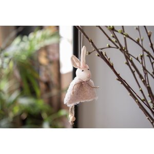 Clayre & Eef 65352 Pendentif décoratif Lapin 8x3x16 cm rose