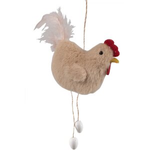 Clayre & Eef 65358 Pendentif décoratif Poulet 10x3x18 cm brun