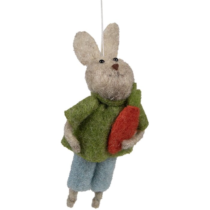 Clayre & Eef 65361 Pendentif décoratif Lapin 5x2x11 cm Vert