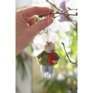 Clayre & Eef 65361 Pendentif décoratif Lapin 5x2x11 cm Vert