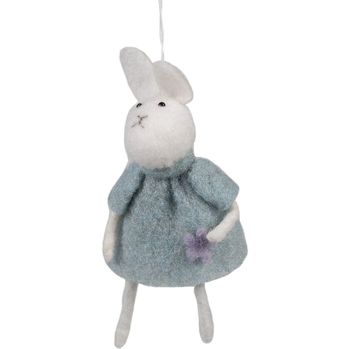 Clayre & Eef 65363 Décoration Pendentif Lapin 6x3x13 cm bleu