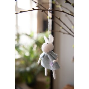 Clayre & Eef 65363 Décoration Pendentif Lapin 6x3x13 cm bleu