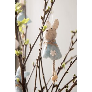 Clayre & Eef 65364 Décoration Pendentif Lapin 6x3x13 cm bleu