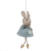 Clayre & Eef 65364 Décoration Pendentif Lapin 6x3x13 cm bleu