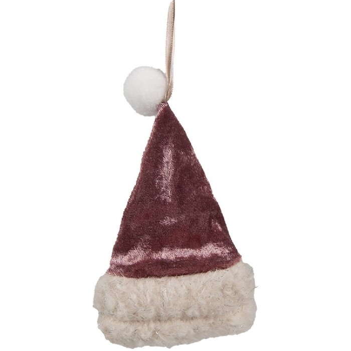 Clayre & Eef 65367 Pendentif décoratif Bonnet de Noël 8x1x13 cm rose