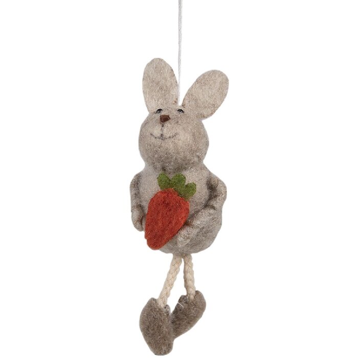 Clayre & Eef 65370 Pendentif décoratif Lapin 4x3x13 cm Beige