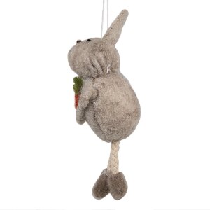 Clayre & Eef 65370 Pendentif décoratif Lapin 4x3x13 cm Beige