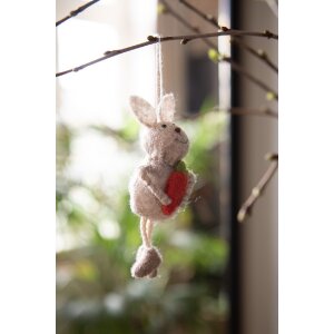 Clayre & Eef 65370 Pendentif décoratif Lapin 4x3x13 cm Beige