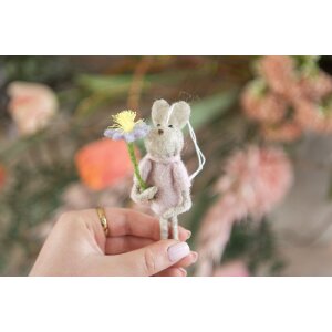 Clayre & Eef 65371 Pendentif décoratif Lapin 5x3x11 cm Beige Rose