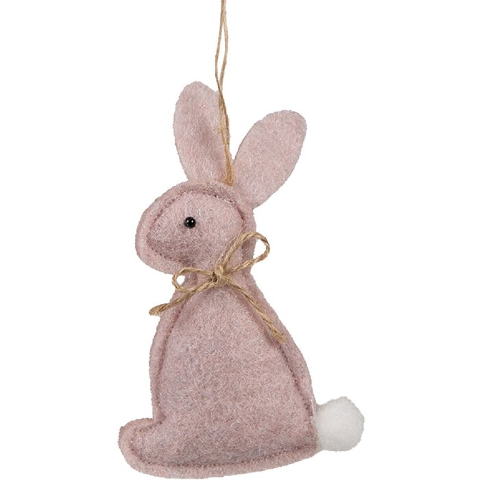 Clayre & Eef 65373 Pendentif décoratif Lapin 6x1x10 cm rose