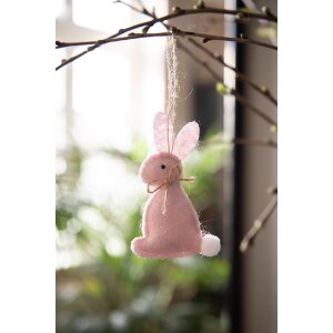 Clayre & Eef 65373 Pendentif décoratif Lapin 6x1x10 cm rose