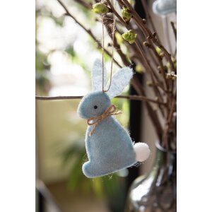 Clayre & Eef 65374 Pendentif décoratif Lapin 6x1x10 cm bleu