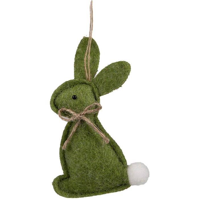 Clayre & Eef 65375 Pendentif décoratif Lapin 6x1x10 cm Vert