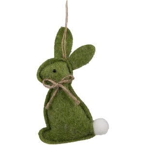 Clayre & Eef 65375 Pendentif Lapin Vert 6x1x10 cm