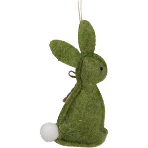 Clayre & Eef 65375 Pendentif Lapin Vert 6x1x10 cm