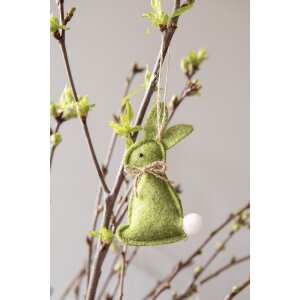 Clayre & Eef 65375 Pendentif décoratif Lapin 6x1x10 cm Vert