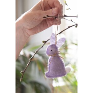 Clayre & Eef 65376 Pendentif décoratif Lapin 6x1x10 cm Violet