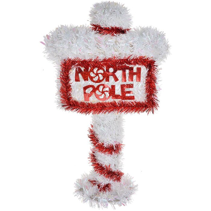 Clayre & Eef 65491 Décoration de Noël North Pole 20x8x36 cm rouge blanc