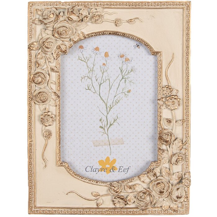 Clayre & Eef 2F1057 Cadre photo 16x3x21 cm / 10x15 cm Beige Doré