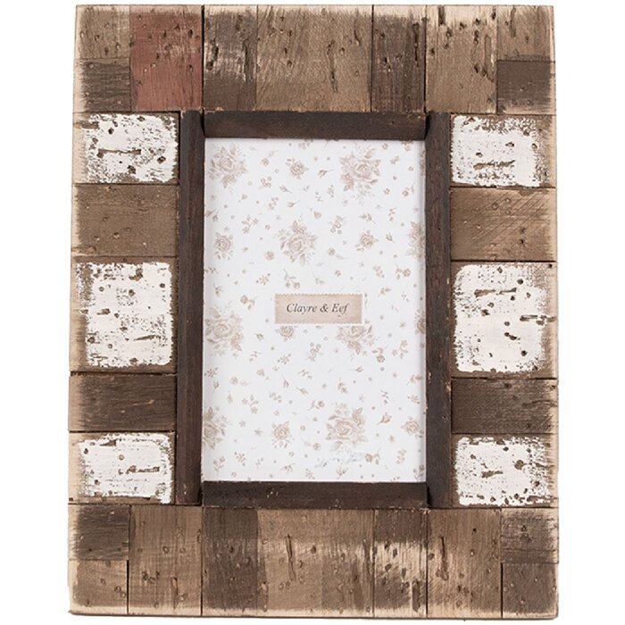 Clayre & Eef 2F1093 Cadre photo 20x2x25 cm / 10x15 cm Marron Blanc