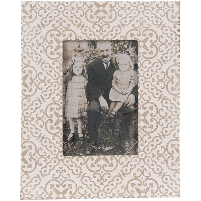 Clayre & Eef 2F1097 Cadre photo 19x1x24 cm / 10x15 cm Blanc Beige