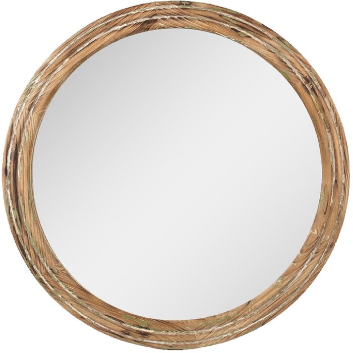 Clayre & Eef 52S305 Miroir mural rond brun vert Ø 60x6 cm