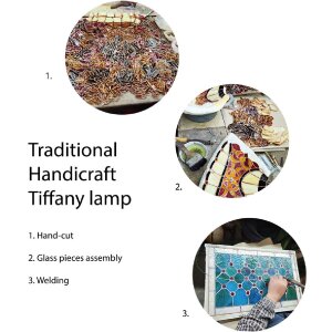 LumiLamp 5LL-6352 Lampe de table Tiffany Vert Ø 51x75 cm E27/max 2x60W