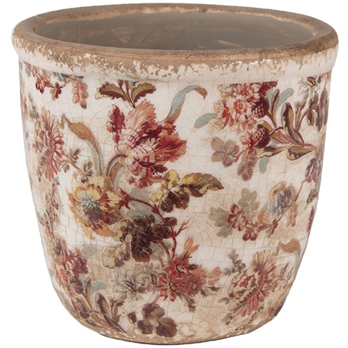 Clayre & Eef 6CE1649XS Décoration Pot de fleurs Ø 11x11 cm Beige Rose