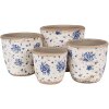 Clayre & Eef 6CE1658M Décoration Pot de fleurs Ø 15x14 cm Beige Bleu