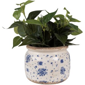 Clayre & Eef 6CE1659L Décoration Pot de fleurs Ø 20x15 cm Beige Bleu