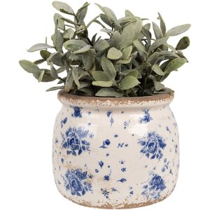 Clayre & Eef 6CE1659M Décoration Pot de fleurs Ø 16x13 cm Beige Bleu