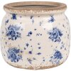 Clayre & Eef 6CE1659M Décoration Pot de fleurs Ø 16x13 cm Beige Bleu