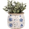 Clayre & Eef 6CE1659M Décoration Pot de fleurs Ø 16x13 cm Beige Bleu