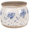 Clayre & Eef 6CE1659S Décoration Pot de fleurs Ø 12x10 cm Beige Bleu