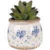 Clayre & Eef 6CE1659S Décoration Pot de fleurs Ø 12x10 cm Beige Bleu