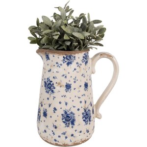 Clayre & Eef 6CE1660L Décoration Pot 21x15x23 cm Beige Bleu