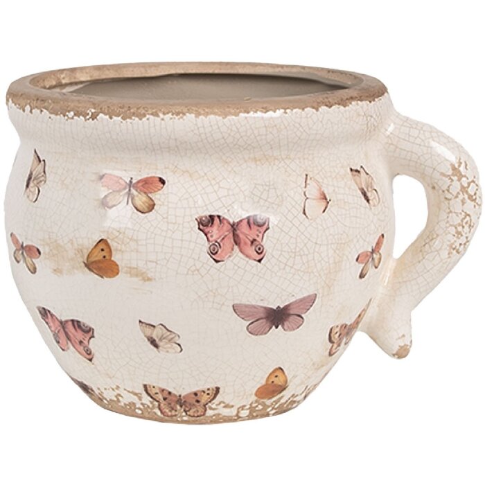 Clayre & Eef 6CE1665M Décoration Pot de fleurs 17x14x12 cm Beige Rose