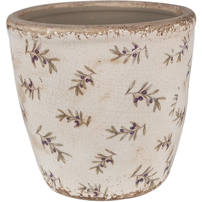 Clayre & Eef 6CE1669L Décoration Pot de fleurs Ø 16x16 cm Beige Bleu