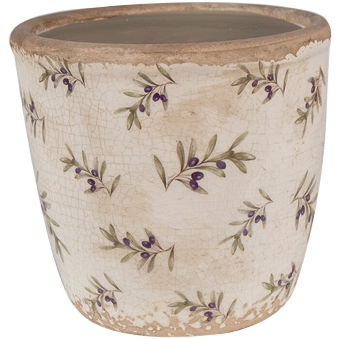 Clayre & Eef 6CE1669S Décoration Pot de fleurs Ø 13x12 cm Beige Bleu