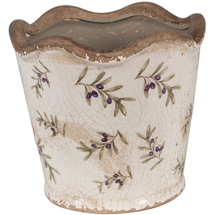 Clayre & Eef 6CE1672S Décoration Pot de fleurs Ø 13x12 cm Beige Bleu