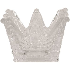 Clayre & Eef 6GL4392 Porte-bougie à chauffe-plat Couronne Transparent 8x8x5 cm