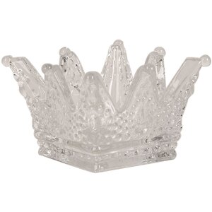 Clayre & Eef 6GL4392 Porte-bougie à chauffe-plat Couronne Transparent 8x8x5 cm