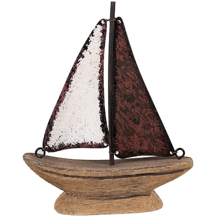 Clayre & Eef 6H2334 Modèle de décoration Bateau 11x3x13cm en brun rouge