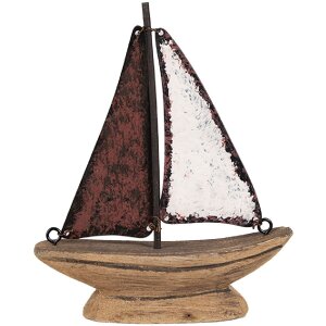 Clayre & Eef 6H2334 Modèle de décoration Bateau 11x3x13cm en brun rouge