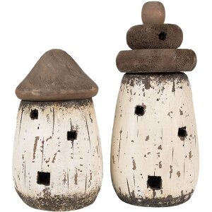 Clayre & Eef 6H2335 Décoration phare blanc marron Ø 11x23 cm