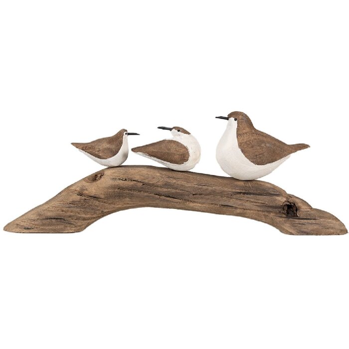 Clayre & Eef 6H2340 Décoration Oiseaux 35x5x12 cm Marron Blanc