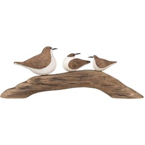 Clayre & Eef 6H2340 Décoration Oiseaux 35x5x12 cm Marron Blanc